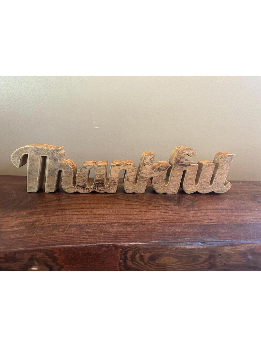 Vintage Wooden Thankful Autumn Fall Thanksgiving Decor